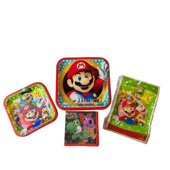Mario Party Pack Plates & Napkins Birthday Nintendo Goody Bags Treat - Picture 1 of 10